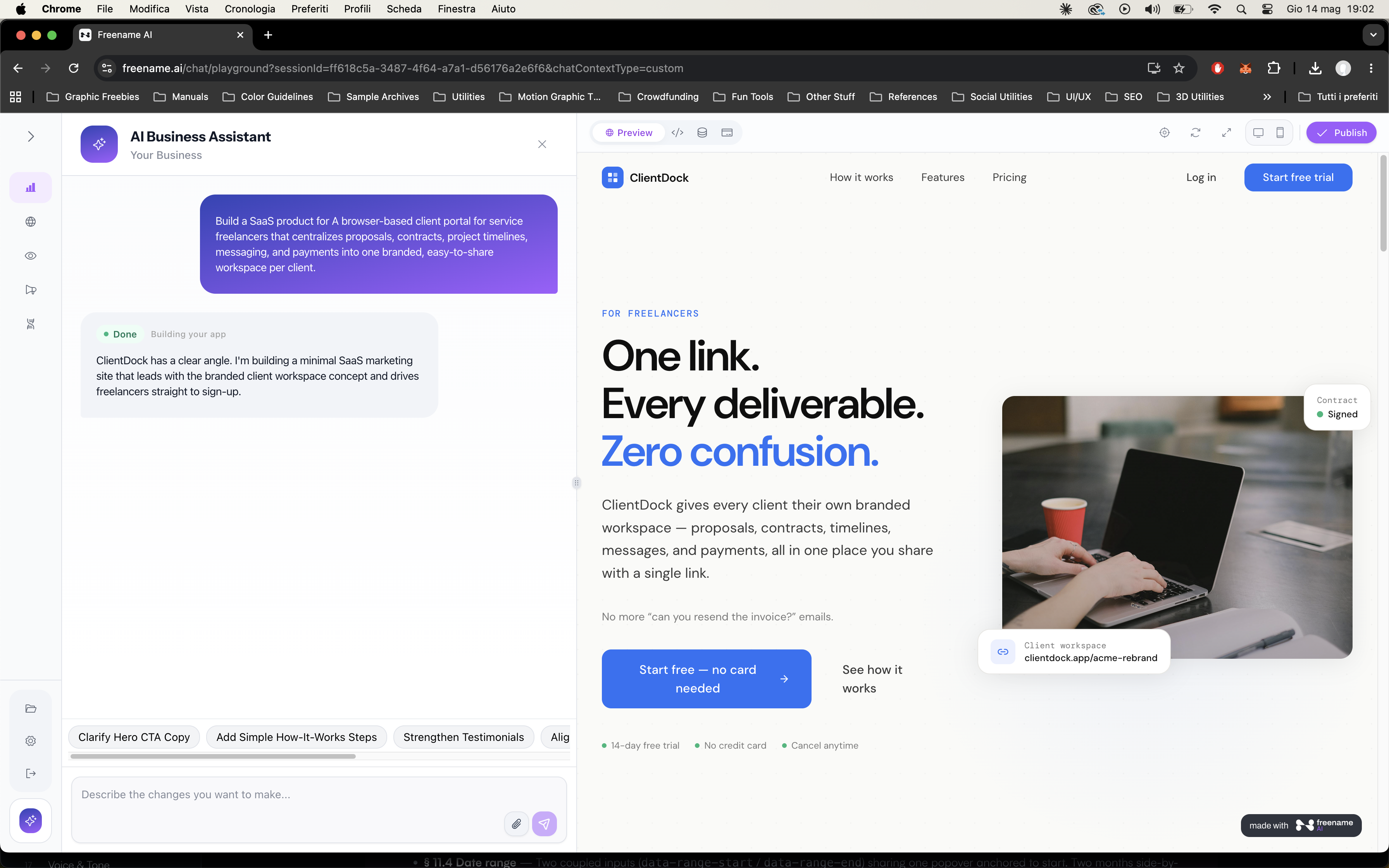 Run 1 — ClientDock hero landing